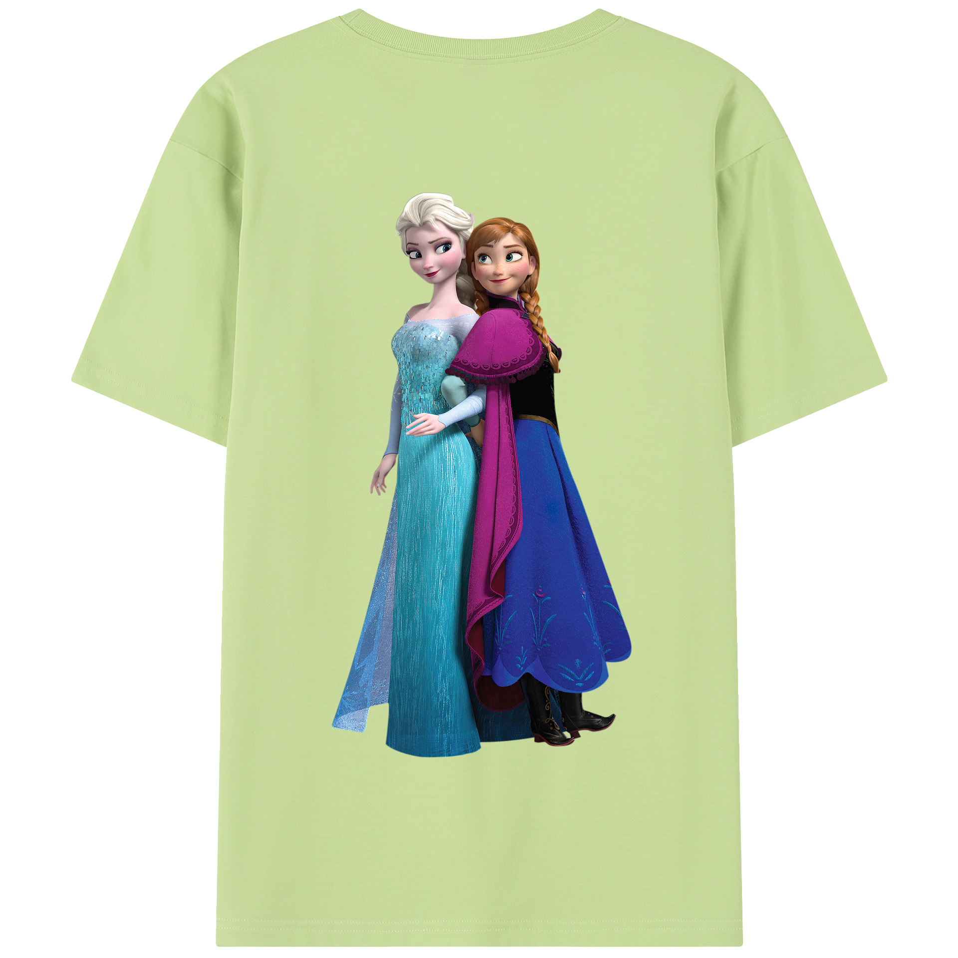 （画像用） アナと雪の女王 アンナ エルサ Frozen Anna Elsa 綿100％半袖Tシャツ（背面プリント）